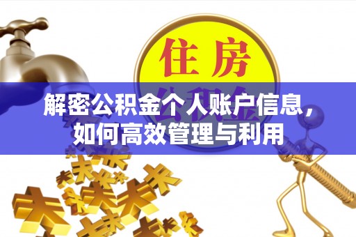 邯郸解密公积金个人账户信息，如何高效管理与利用