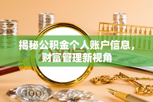 邯郸揭秘公积金个人账户信息，财富管理新视角